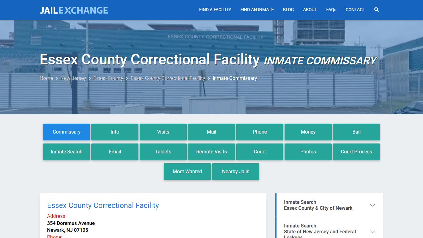Essex County Correctional Facility Inmate Commissary - Jail Exchange
